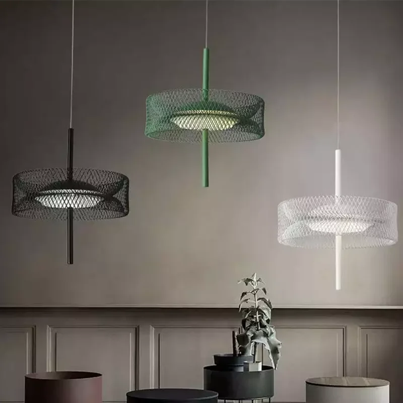 Suspension en filet design nordique déco fer led cage intérieure