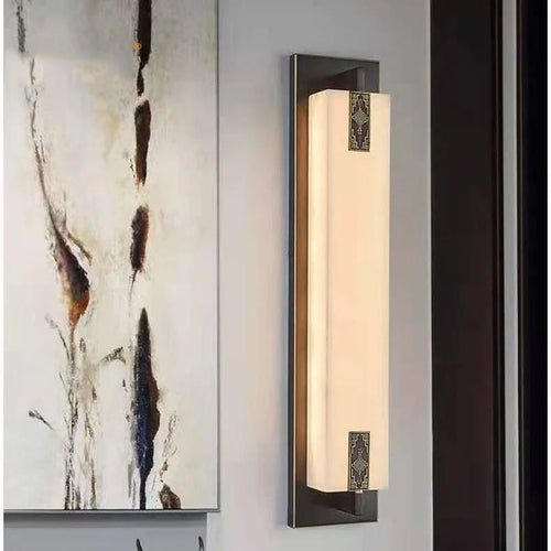 Moderne Wandleuchte aus chinesischem Marmor mit Knoten und LED-Licht - vue 2 sur 11
