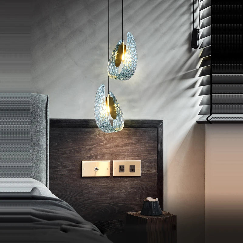 lustre led cristal suspension éclairage luminaire lampara - vue 4 sur 21