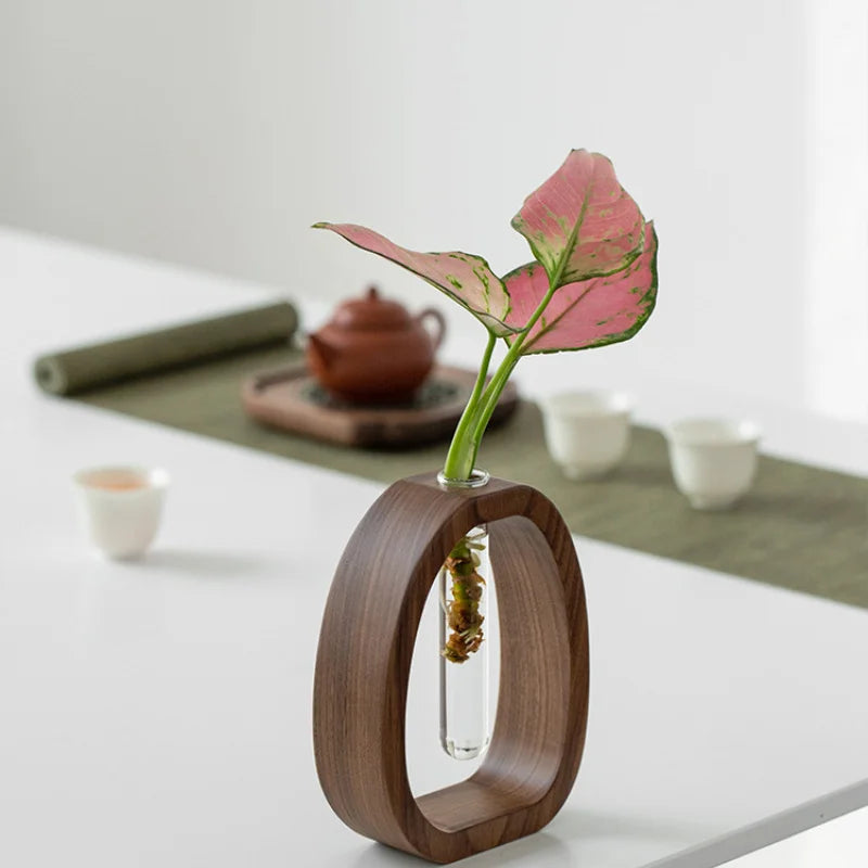 ustensile floral en bois massif vase en verre pour plantes en eau - vue 6 sur 7