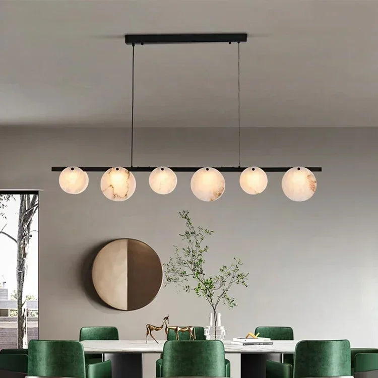 suspension moderne en marbre et cuivre pour décoration intérieure - vue 5 sur 7