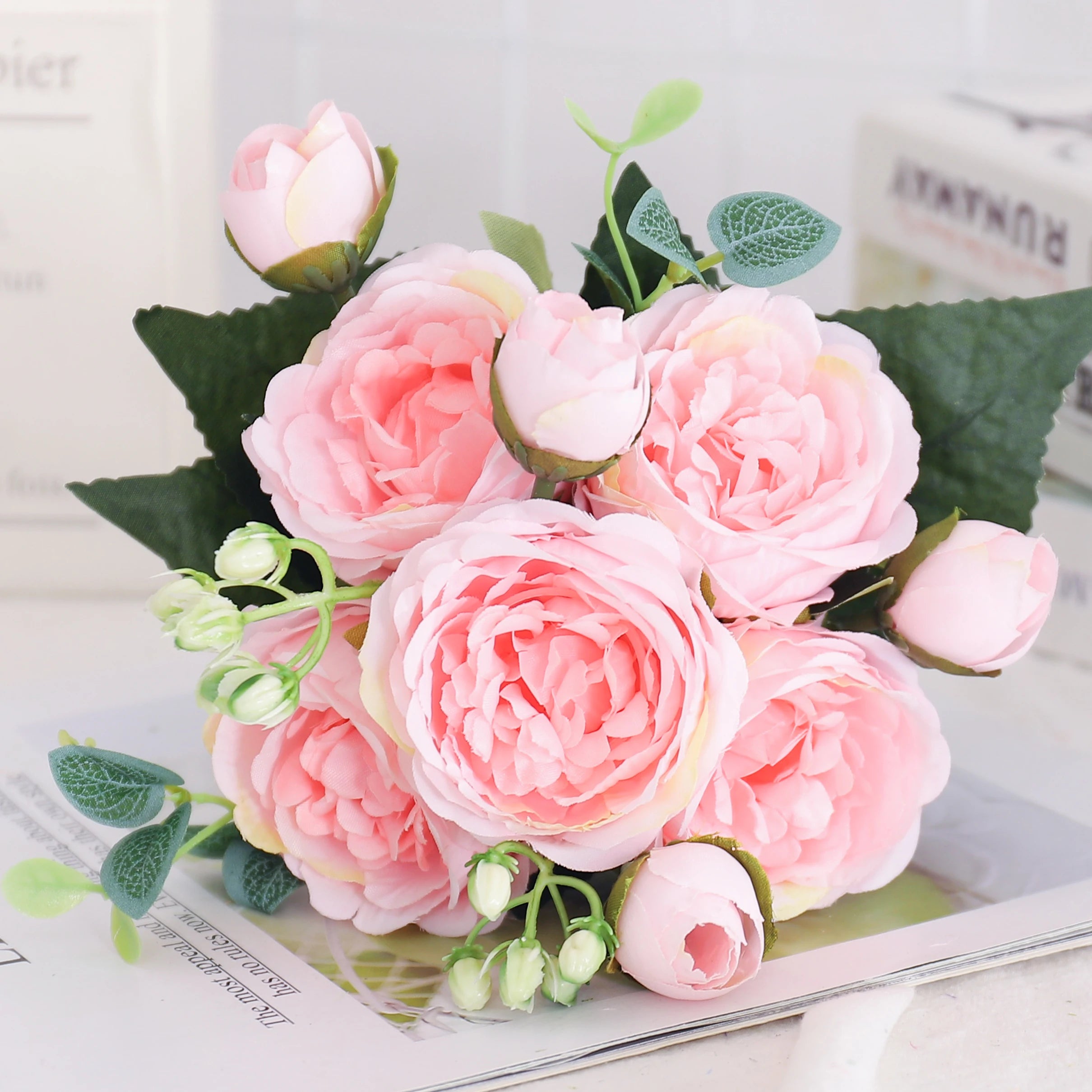fleurs artificielles soie pivoine hortensia décoration mariage bouquet - vue 11 sur 40