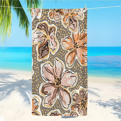 Serviette de plage vintage florale microfibre sechage rapide - vue 4 sur 6