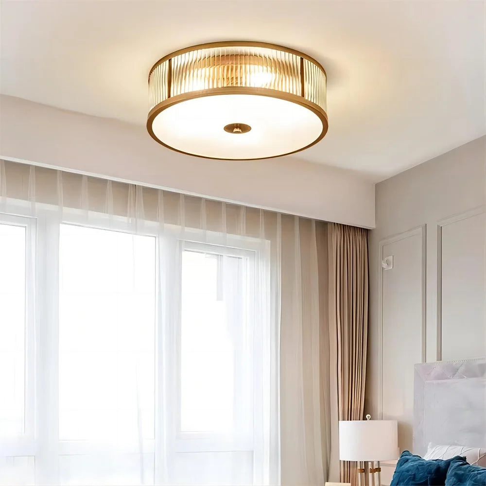 plafonnier led cuivre cristal décoratif intérieur - vue 3 sur 8