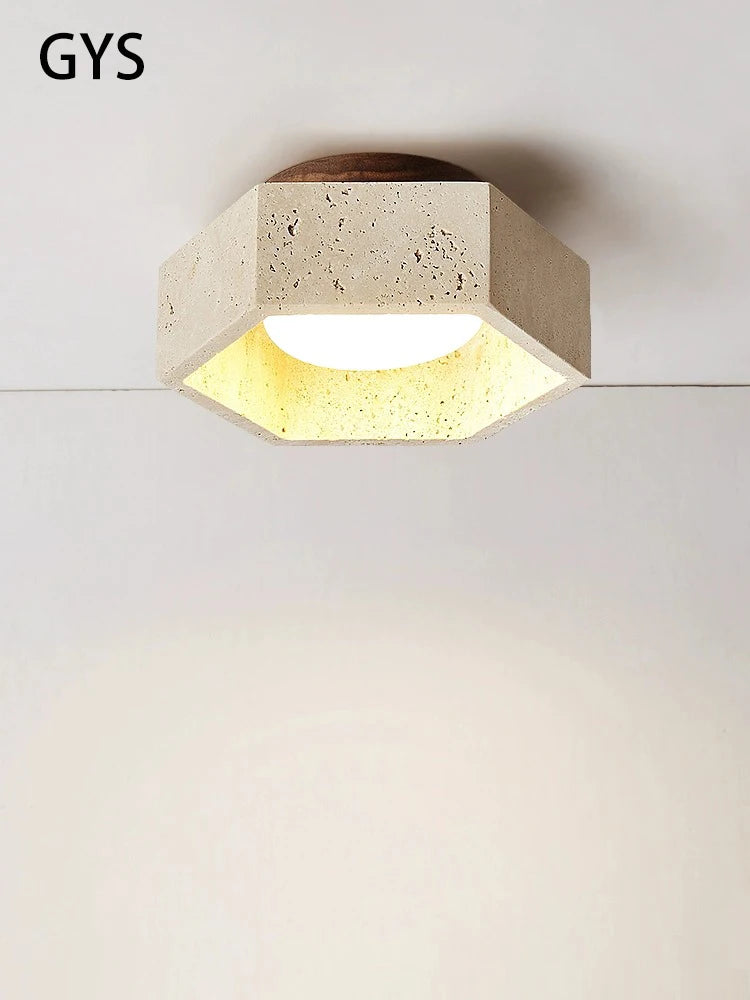 plafonnier led style moderne wabi-sabi en bois clair - vue 6 sur 6
