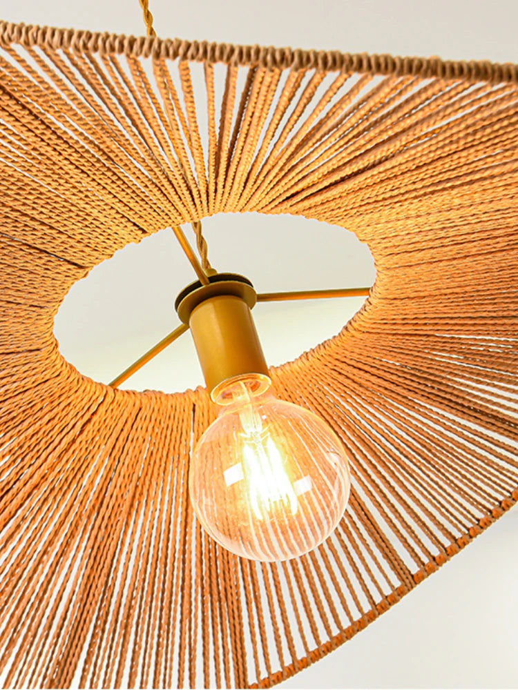 lustre nordique en paille pour décoration moderne et élégante - vue 6 sur 9