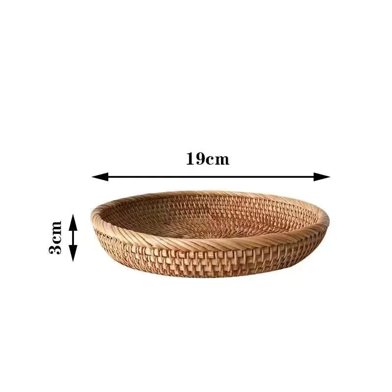 panier rond en rotin tressé pour fruits et collations - vue 14 sur 13