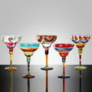 Verre cocktail margarita peint flamant motif rayures
