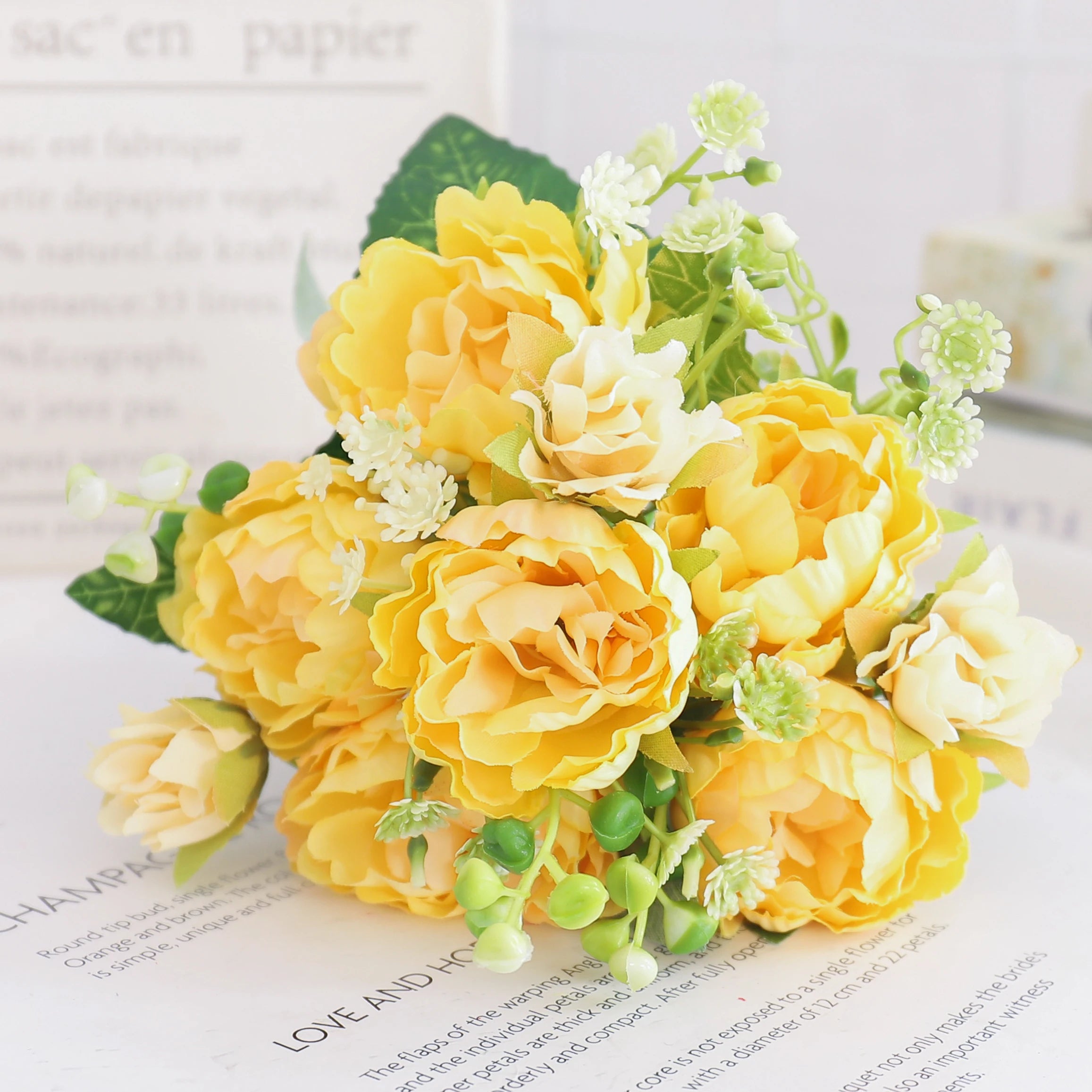 fleurs artificielles soie pivoine hortensia décoration mariage bouquet - vue 21 sur 40