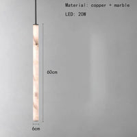 lustre en marbre naturel et laiton noir avec cordon réglable
