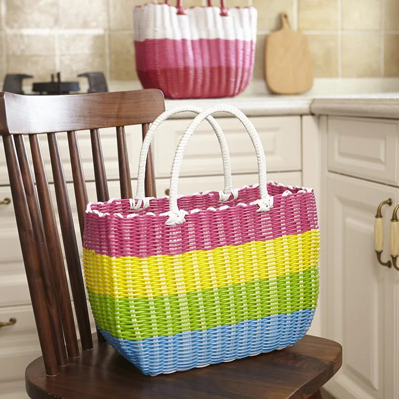 panier tissé imitation rotin pour pique-nique en extérieur - vue 4 sur 22
