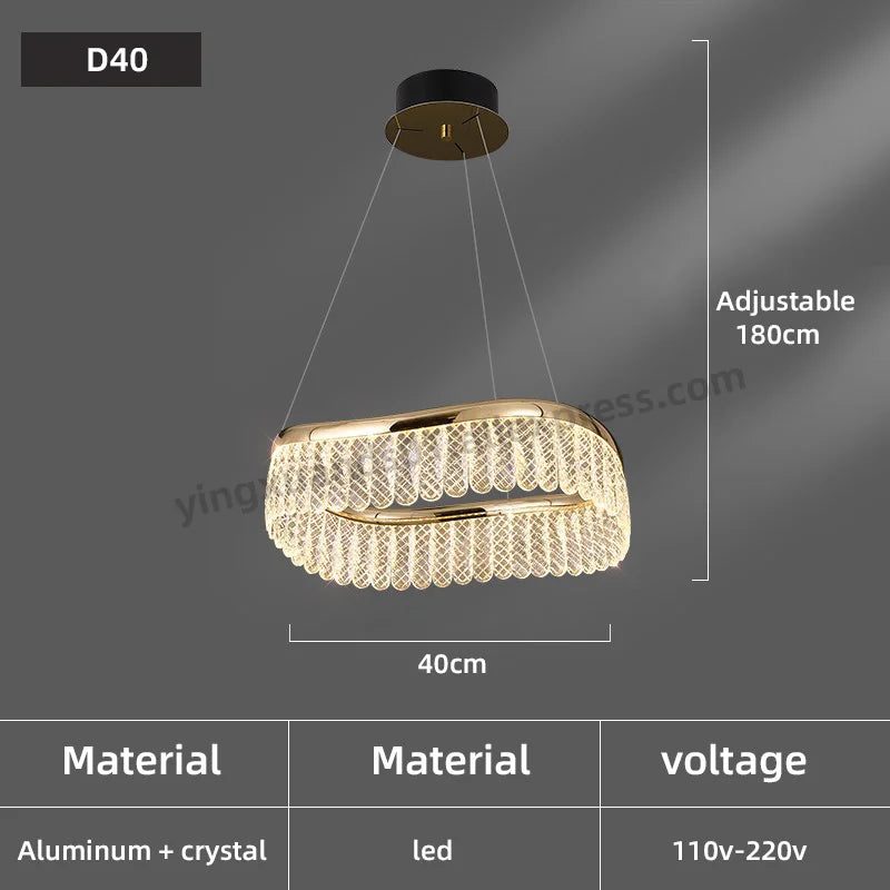 Minimalistischer LED-Kronleuchter im nordischen Stil aus Kristall - vue 9 sur 12