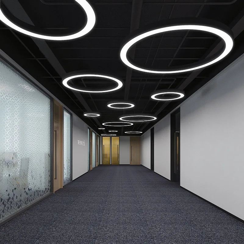 LED-Kronleuchter mit runden Ringen für kreative, moderne Beleuchtung - vue 4 sur 11