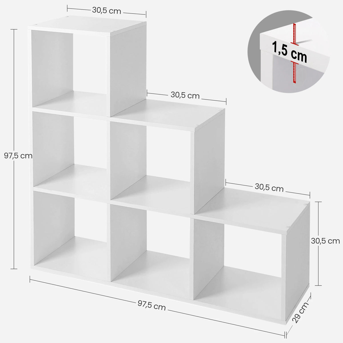 VASAGLE Stair Shelf, Bookcase, Step Shelf, Standing Shelf, with 6 Cubes, Ladder Shelf, Room Divider, Cube Shelf - vue 6 sur 8