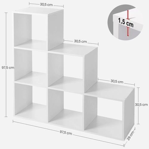 VASAGLE Stair Shelf, Bookcase, Step Shelf, Standing Shelf, with 6 Cubes, Ladder Shelf, Room Divider, Cube Shelf - vue 7 sur 8