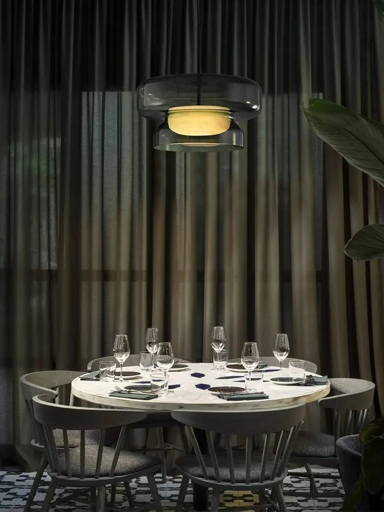 Suspension lustre design moderne en verre led décorative - vue 4 sur 9
