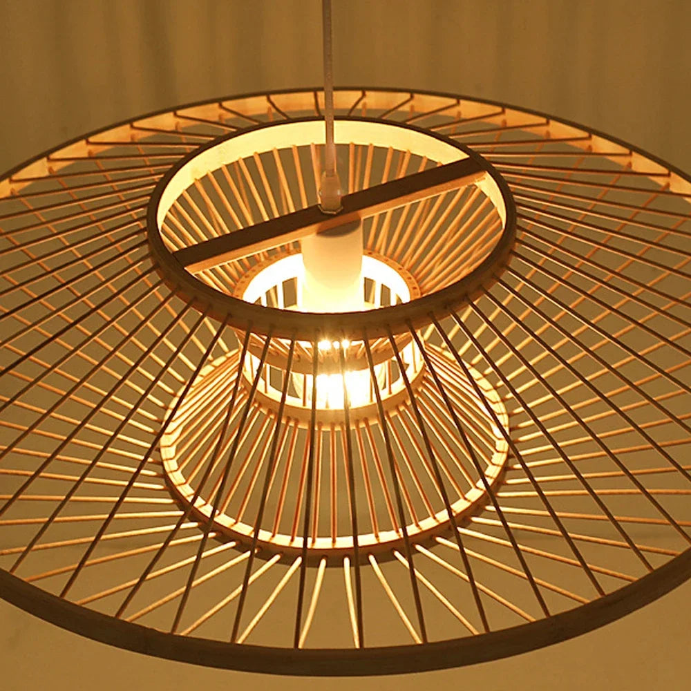 lustre en bambou style rétro pour décoration intérieure - vue 6 sur 8