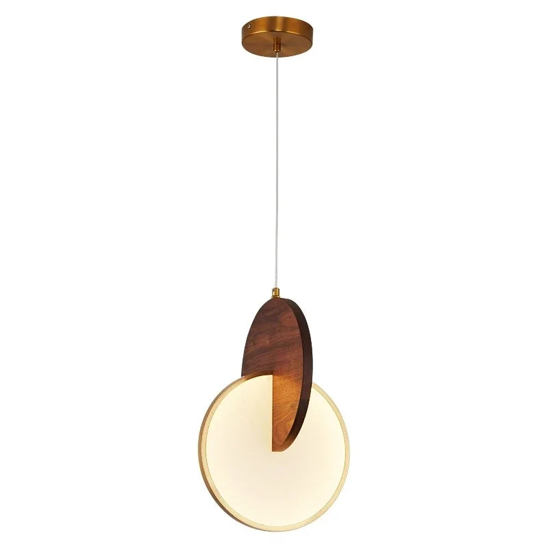Walnut Chandelier For Bedroom Bedside Restaurant Wooden Kitchen Furniture Hanging Lamp Home Decor Factory Dropship Store - vue 3 sur 8