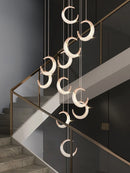 lustre led lune éclairage d'escalier intérieur villa restaurant