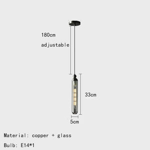 lustre en verre transparent avec cordon réglable en cuivre