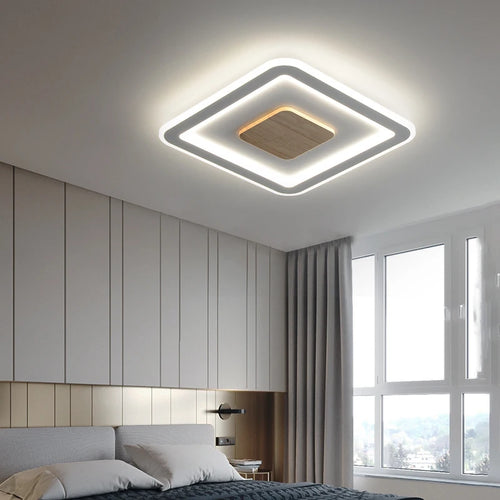 plafonnier led ultra-mince bois massif style nordique moderne 2022 - vue 4 sur 12