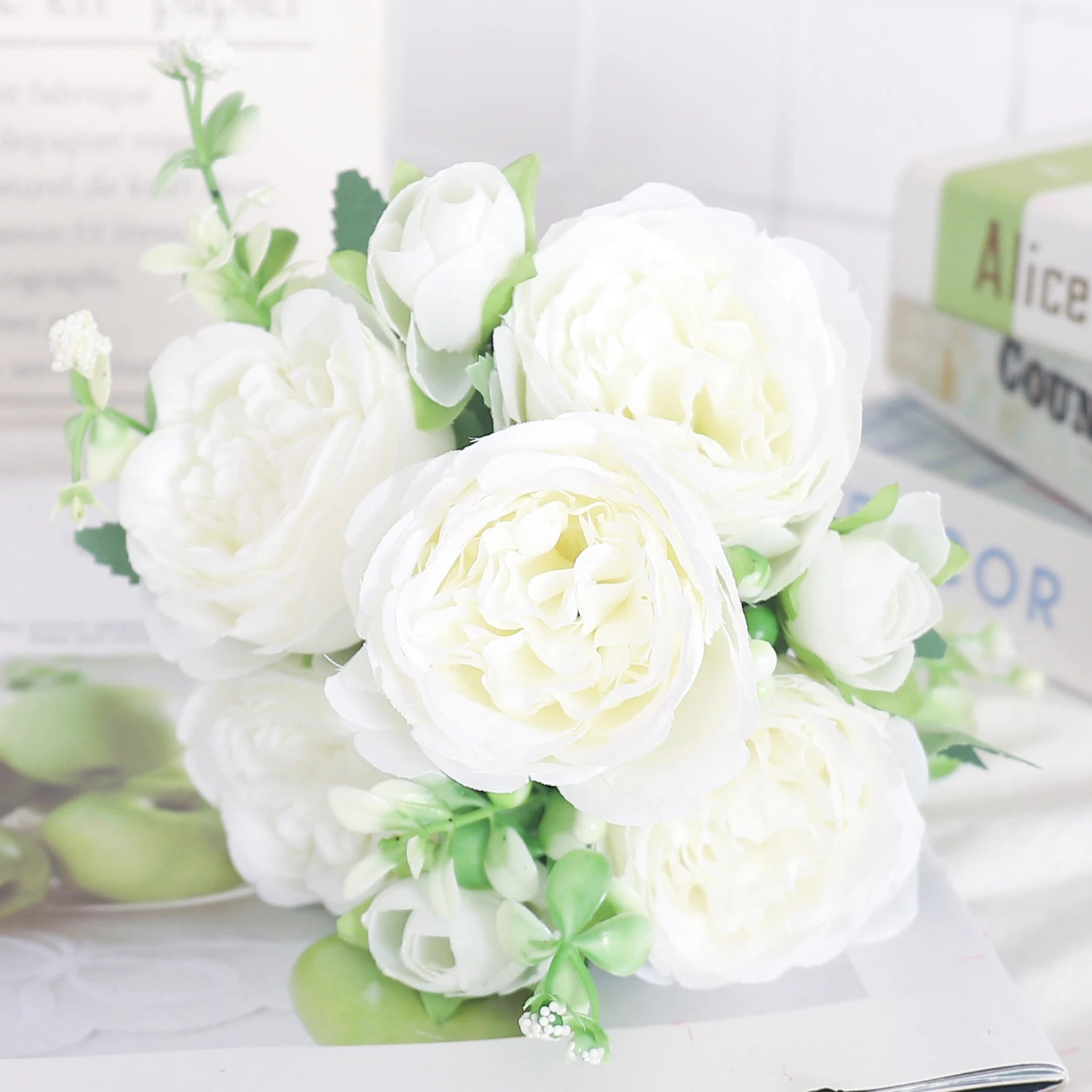 fleurs artificielles soie pivoine hortensia décoration mariage bouquet - vue 23 sur 40