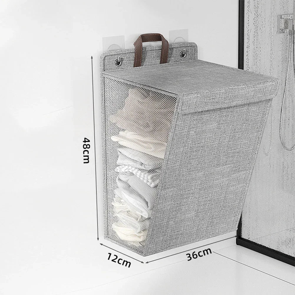 panier à linge adhésif pliable mural multifonctionnel pour vêtements - vue 9 sur 10