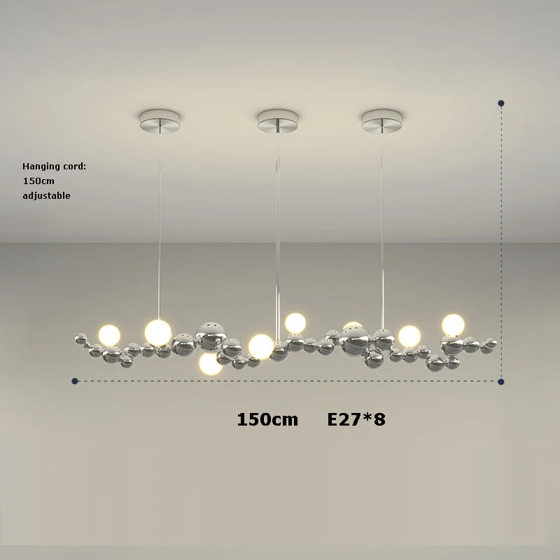 suspension design led art déco en or chromé pour intérieur élégant