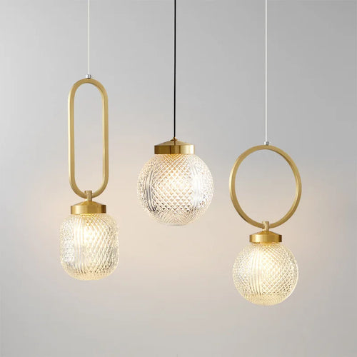 Moderne Pendelleuchte aus Kupfer mit verstellbarem Glaspendel