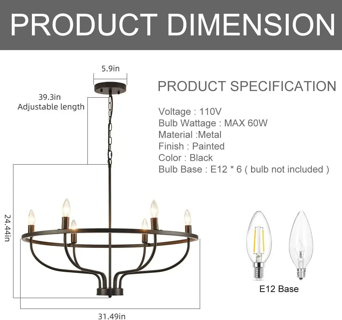 lustre rétro à led en fer pour décoration intérieure moderne - vue 7 sur 12