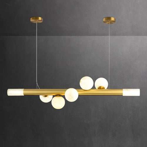 Luxuriöser Kronleuchter aus echtem Marmor im postmodernen Design für Bar - vue 3 sur 10