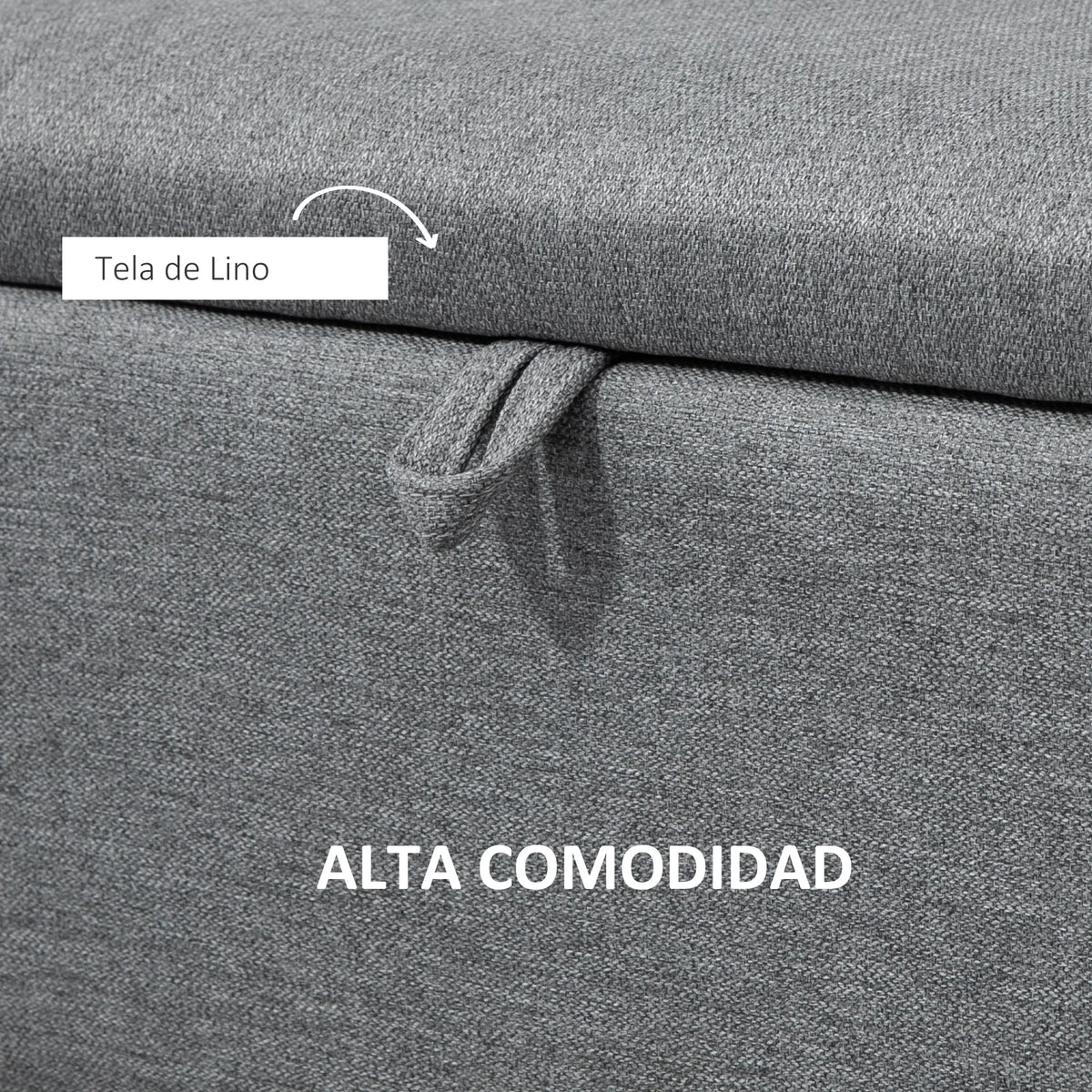 HOMCOM storage bench upholstered in linen with flip cover 101x38,5x44,5 cm - vue 6 sur 6