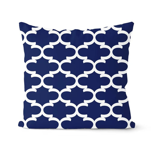 coussin bleu marine géométrique pour canapé ou décoration