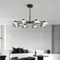 lustre led minimaliste moderne en verre et cuivre