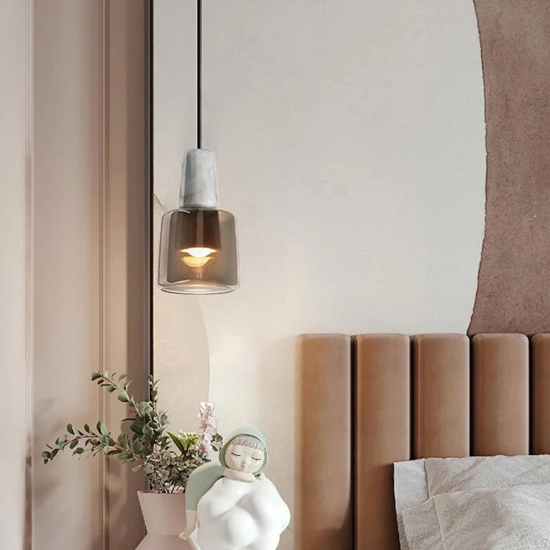 lustre en marbre naturel style nordique pour bar et salon - vue 3 sur 7