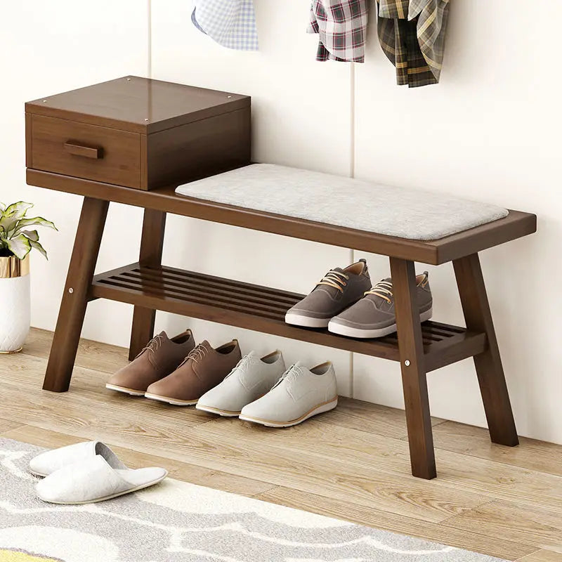 Shoe Storage Bench With Gray Cushion, White Shoe Rack Bench With 2 Storage Rack And Cubby And Drawer, Shoe Cabinet Bench Seat Fo
