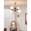 Kronleuchter im amerikanischen Retro-Stil aus Holz und Glas Bohnenform