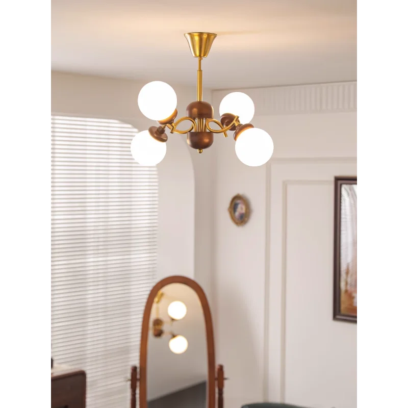 Kronleuchter aus Holz und Glas im amerikanischen Retro-Stil für Küche und Restaurant - vue 5 sur 9