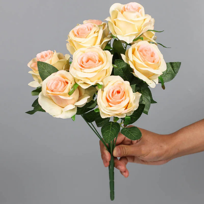 bouquet de roses artificielles en soie pour décoration intérieure - vue 14 sur 15