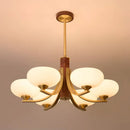 Walnut Wood Glass Brass, Wabi-sabi Modern Vintage style, chandelier lights for Living room, Bedroom, dining room, study
