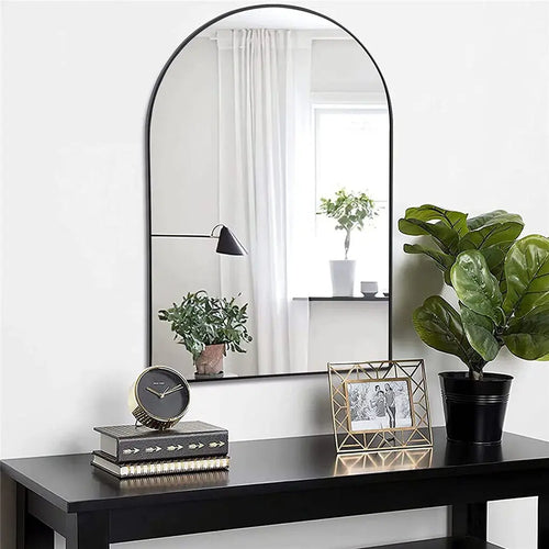 LUVODI Home Decorative Mirror with Black Arched Frame for Bathroom, Entryway, Living Room - vue 3 sur 7