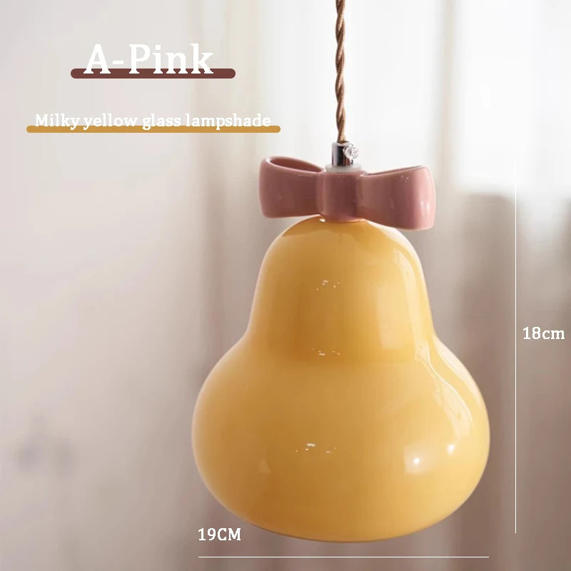 Pendelleuchte aus Glas mit rosa Schleife für das Kinderzimmer - vue 13 sur 13