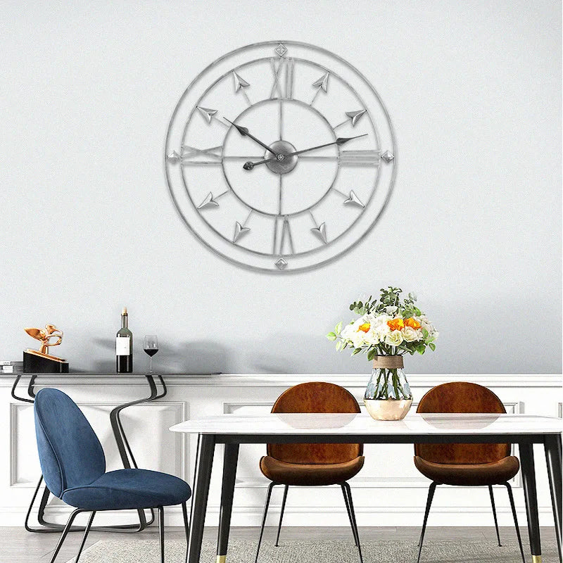 Wrought Iron Wall Clock for Living Room, Home Warm Decoration, Retro Silent Clock - vue 2 sur 7