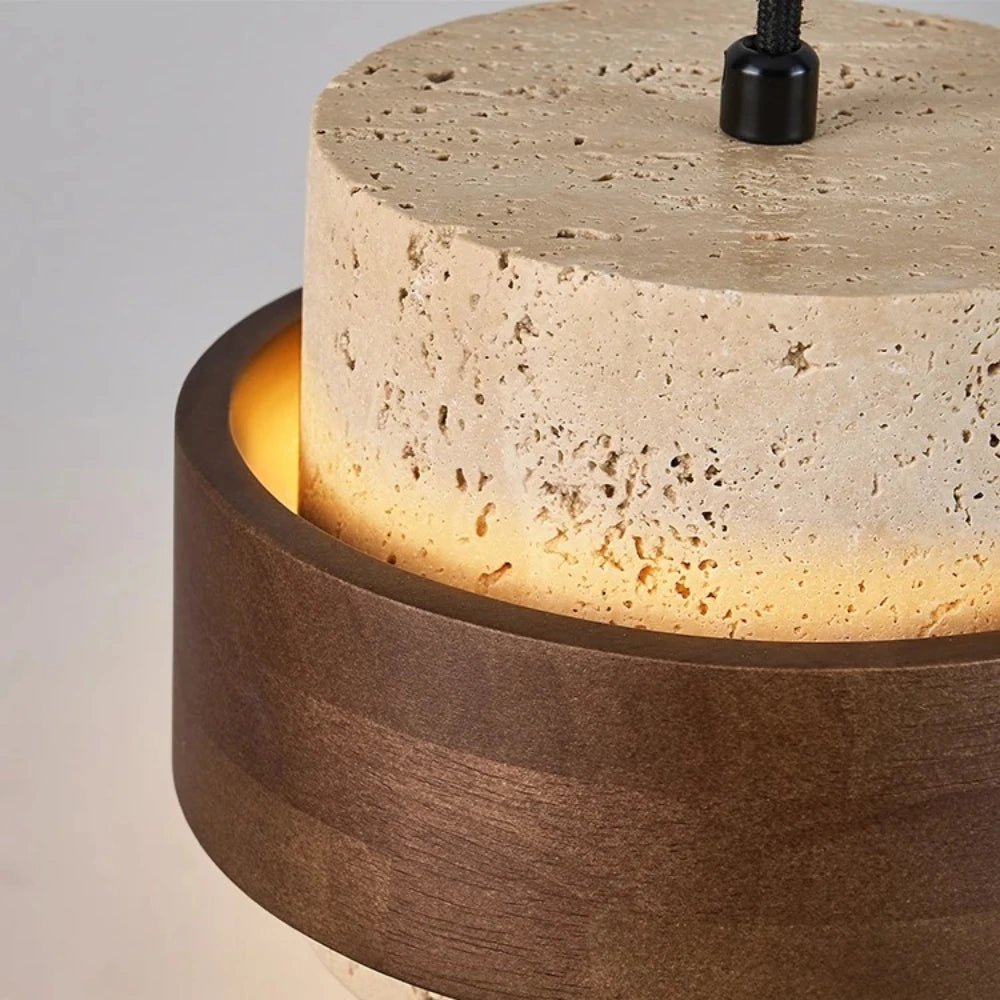 lustre moderne en bois et marbre pour décoration élégante - vue 5 sur 7