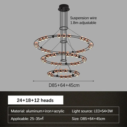 Moderner LED-Kronleuchter in Bohnenform für luxuriöses Wohnzimmer - vue 7 sur 13