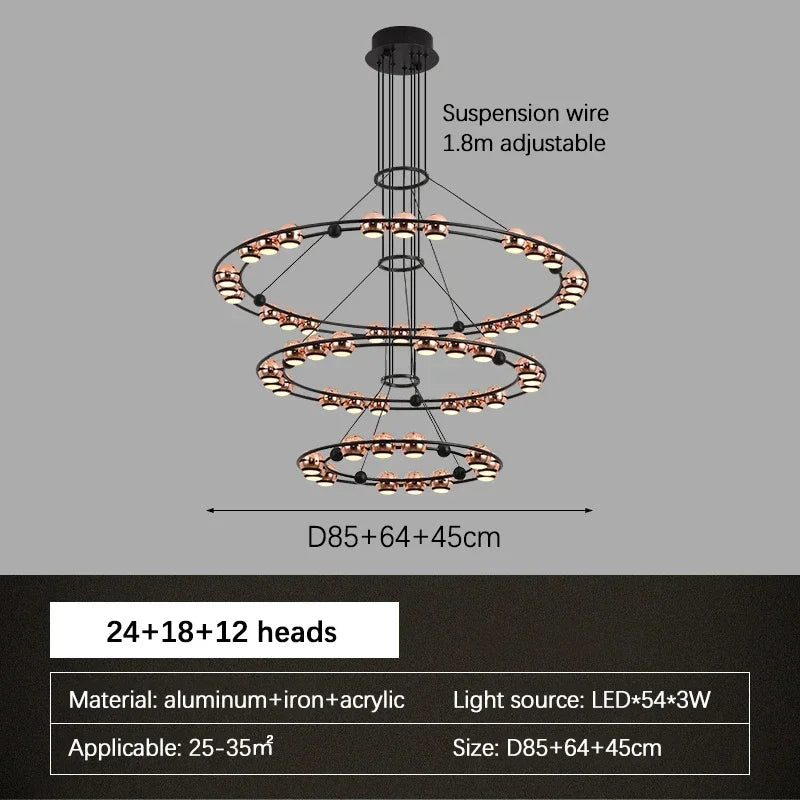 Moderner LED-Kronleuchter in Bohnenform für luxuriöses Wohnzimmer - vue 6 sur 13