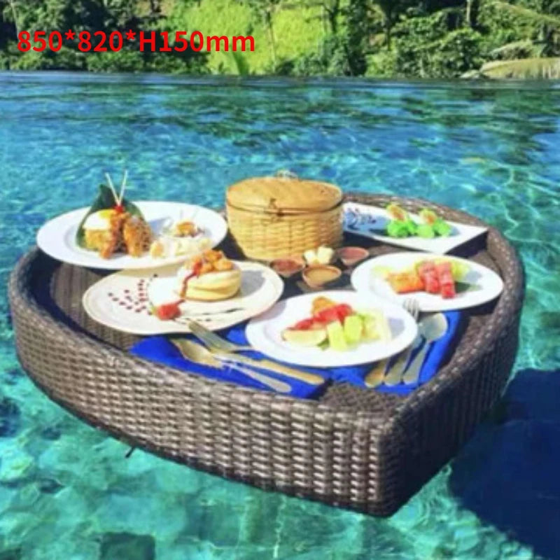 plateau en rotin nordique pour fruits et boissons de piscine - vue 13 sur 22