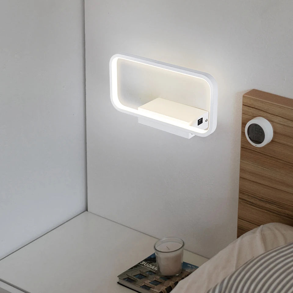 applique murale moderne tactile avec variateur et charge usb sans fil - vue 6 sur 10