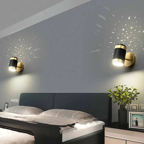 applique murale nordique moderne avec projection d'étoiles rotative pliante