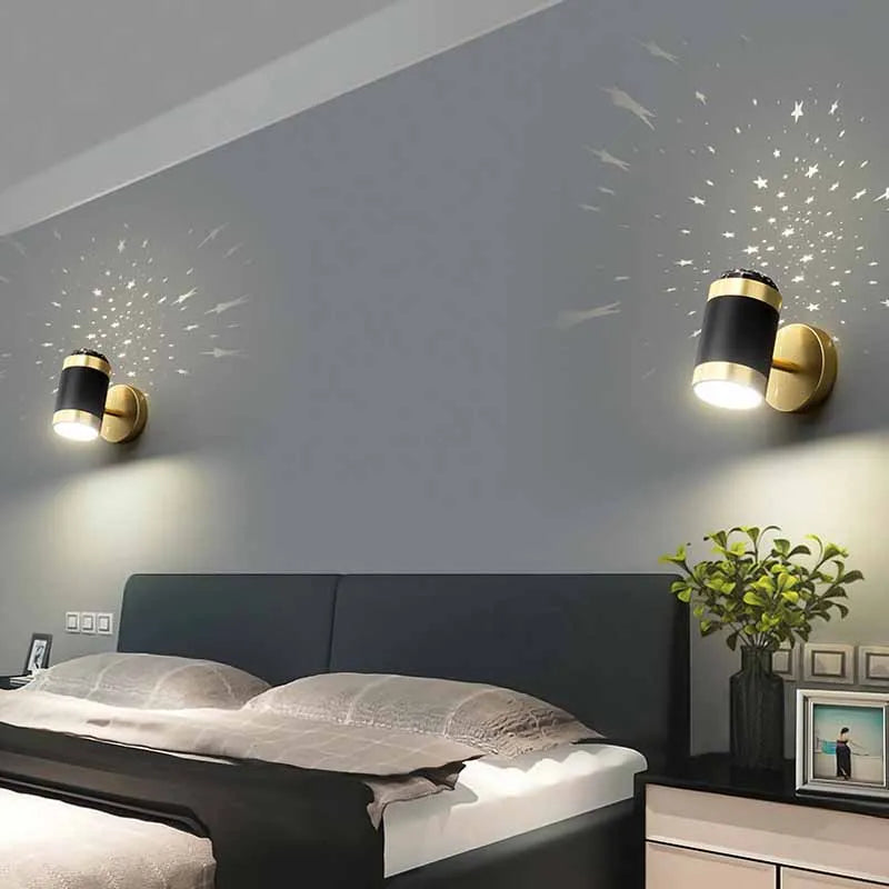 applique murale nordique moderne avec projection d'étoiles rotative pliante - vue 4 sur 9